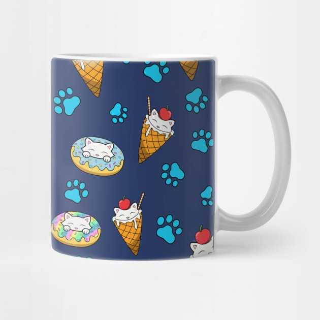 Cat, ice cream and donuts pattern by Purrfect